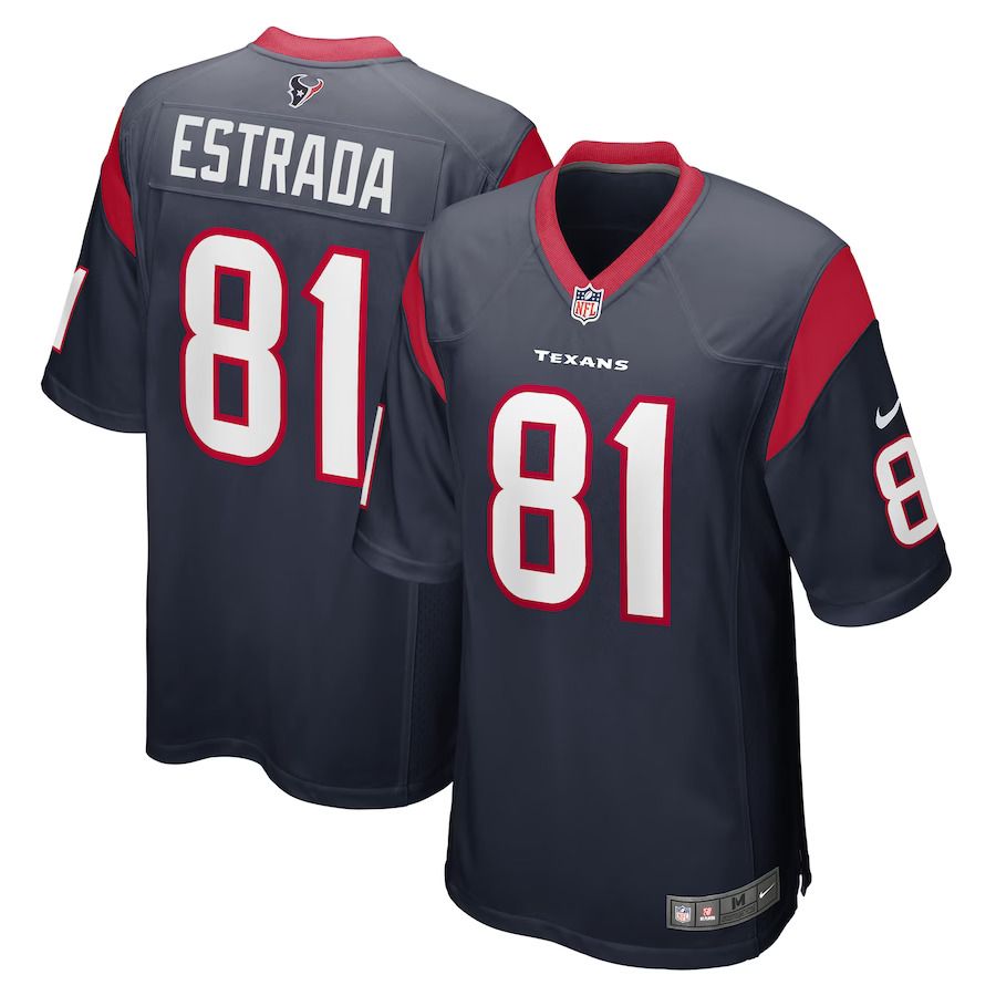 Men Houston Texans #81 Drew Estrada Nike Navy Game Player NFL Jersey
